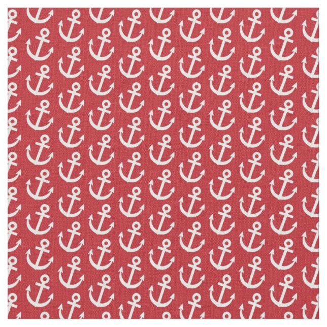 Tissu Ancre rouge Motif nautique (Fermer)