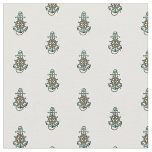 Tissu Ancre verte nautique thème marin