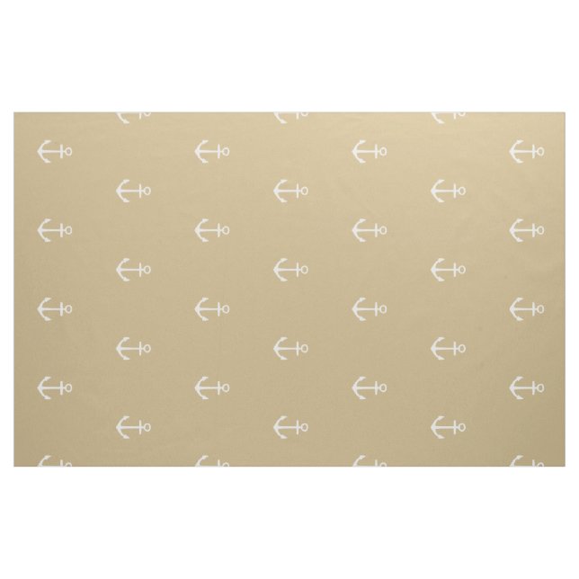 Tissu Ancres blanches nautiques sur kaki classique (Fat Quarter)