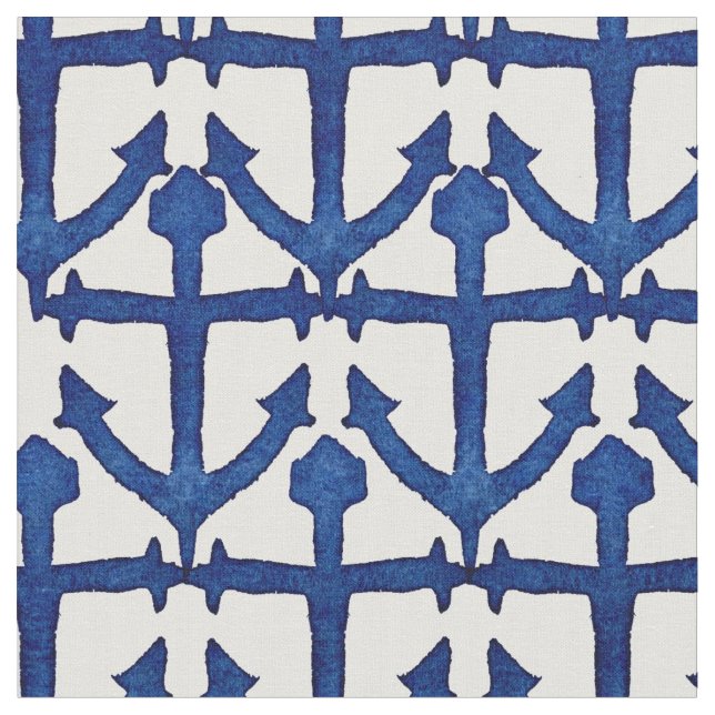 Tissu Ancres nautiques peintes par aquarelle fraîche (Fermer)