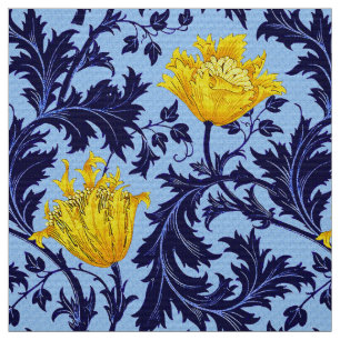 Tissu Anémone de William Morris, marine et jaune de
