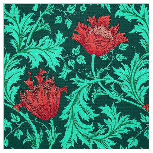 Tissu Anémone de William Morris, rouge-foncé et