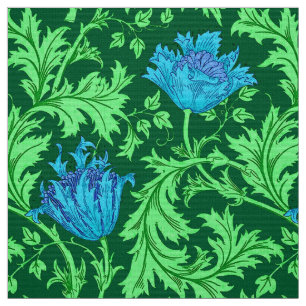 Tissu Anémone de William Morris, vert vert et bleu