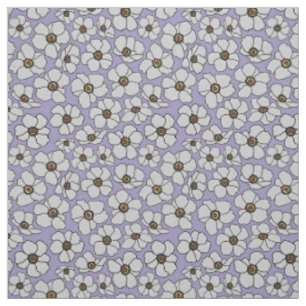 Tissu Anémones fleur blanche sur lavande