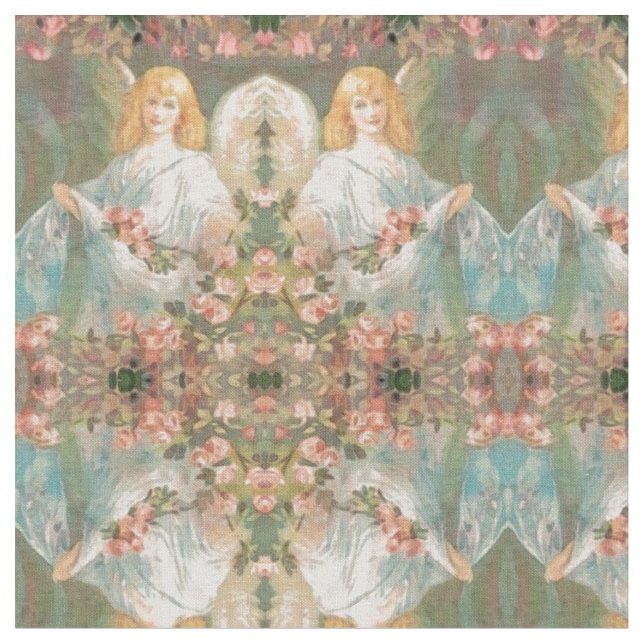 Tissu Ange avec le motif rose de roses (Fermer)