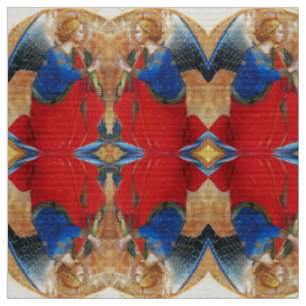 TISSU ANGE EN ROUGE OR ET BLEU