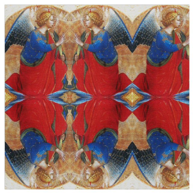 TISSU ANGE EN ROUGE OR ET BLEU (Échantillon)