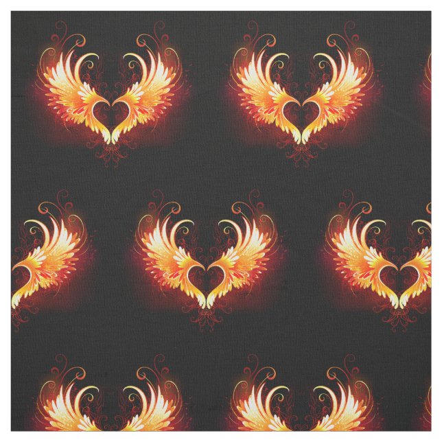 Tissu Angel Fire Heart with Wings (Échantillon)