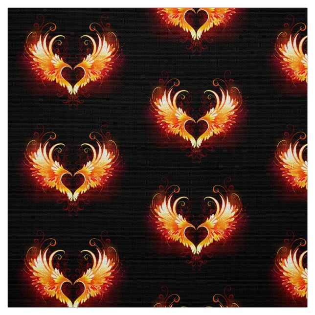 Tissu Angel Fire Heart with Wings (Échantillon)