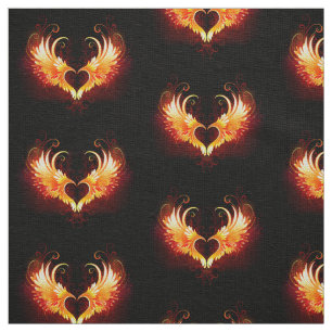 Tissu Angel Fire Heart with Wings