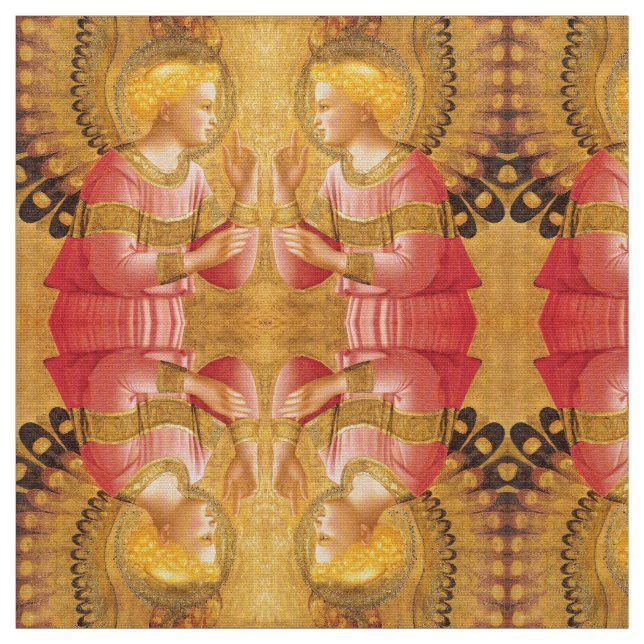 TISSU ANGÉLE ANNONCIÉ EN OR ET ROSE (Échantillon)