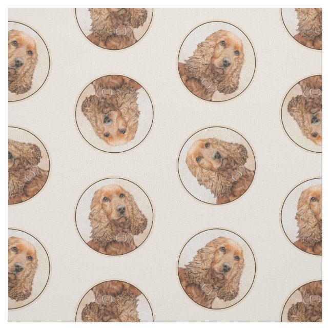 Tissu Anglais Cocker Spaniel Painting Original Chien Art (Échantillon)