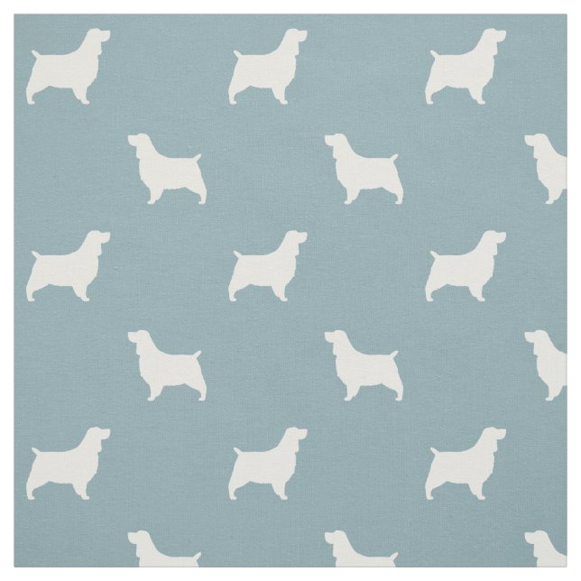 Tissu Anglais Springer Spaniel Silhouettes Motif Blue (Échantillon)