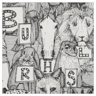 Tissu animal ABC noir blanc