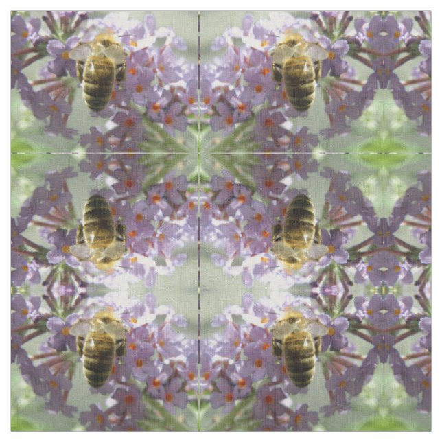 Tissu Animaux à motif d'abeilles et de fleurs de Buddlei (Échantillon)