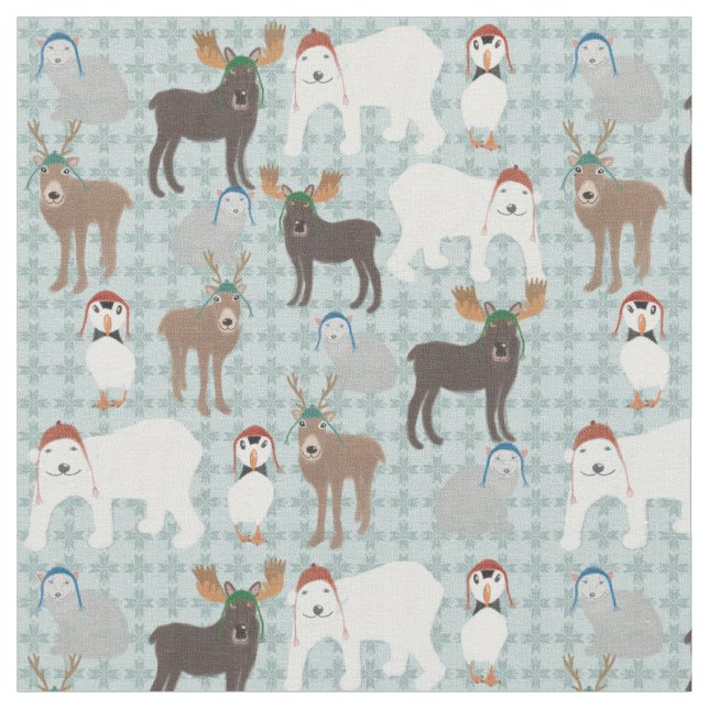 Tissu Animaux arctiques en hiver Noël Casquette (Fermer)