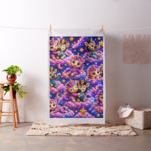 Tissu Animaux bébé licorne zèbre fantaisiste céleste, mo