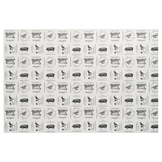 Tissu animaux de ferme français vintages modernes (Yard)