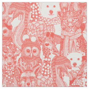 Tissu animaux de fête doux rouge