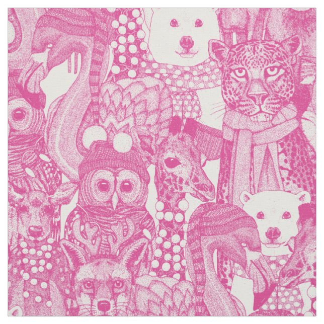 Tissu animaux de fête rose (Échantillon)