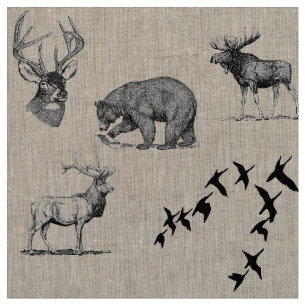 Tissu Animaux de forêt de collection de cabine