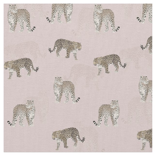 Tissu Animaux de la jungle léopard rose moderne (Fermer)