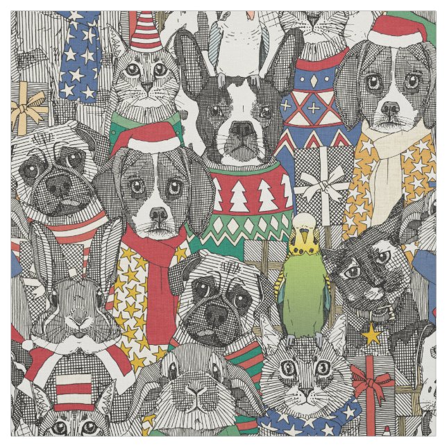 Tissu animaux de noël (Échantillon)