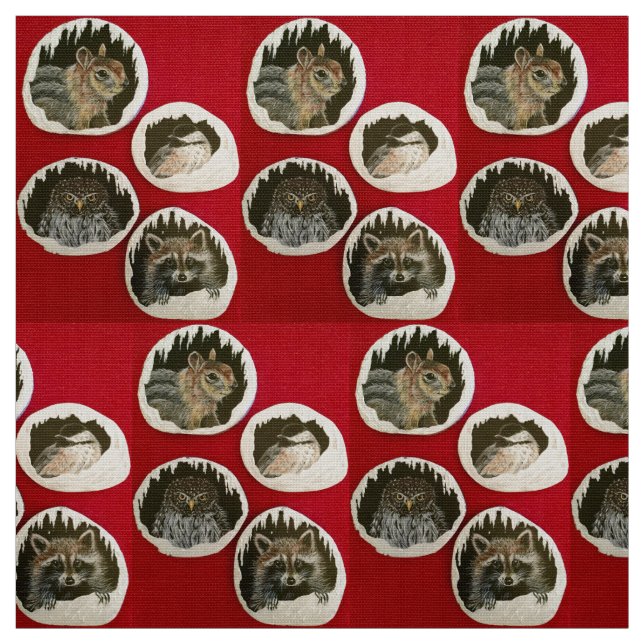 Tissu "Animaux de vacances d'hiver" (Échantillon)