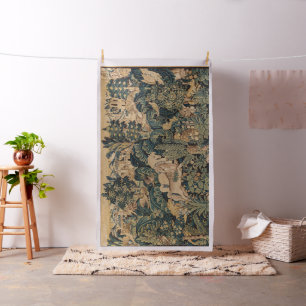 Tissu ANIMAUX D'IMAGINAIRE, CHEVAUX, BOIS Bleu Vert Flor