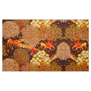 Tissu ANIMAUX FORESTIERS, CERFS PAR UN BROOK Jaune Flora