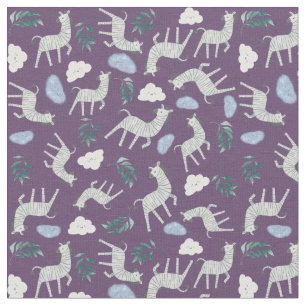 Tissu Animaux safari tendance jungle zèbre cheval violet