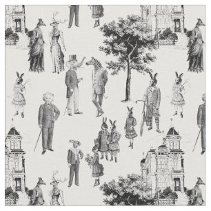 Tissu animaux victoriens antiques toile anthropomorphiqu
