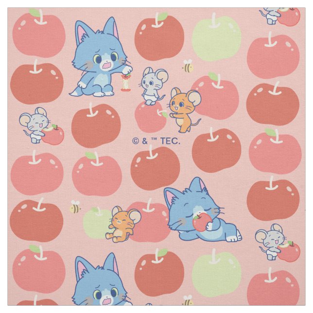 Tissu Anime Tom, Jerry et Tuffy Apple Motif (Échantillon)