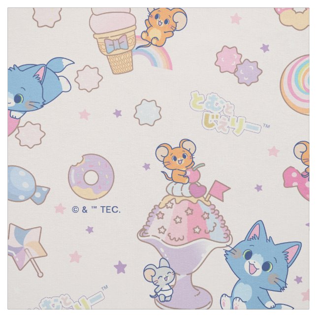 Tissu Anime Tom, Jerry et Tuffy Candyland Motif (Échantillon)