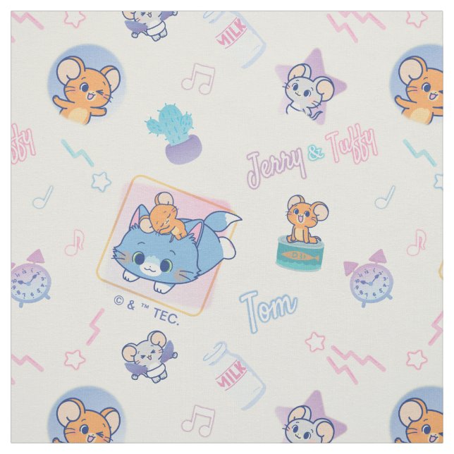 Tissu Anime Tom, Jerry et Tuffy Playtime Motif (Échantillon)