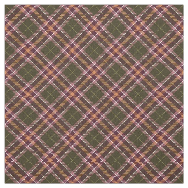 Tissu Années 90 Plaid Plaid Automne Motif vert Brown nat (Échantillon)