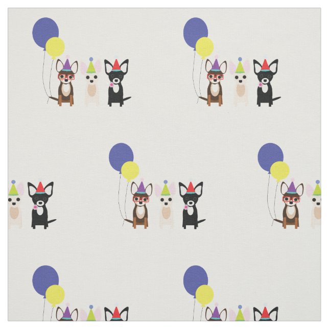 Tissu Anniversaire Chihuahua Fabric (Échantillon)