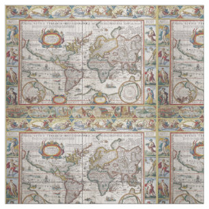 Tissu antique de coutume de carte du monde