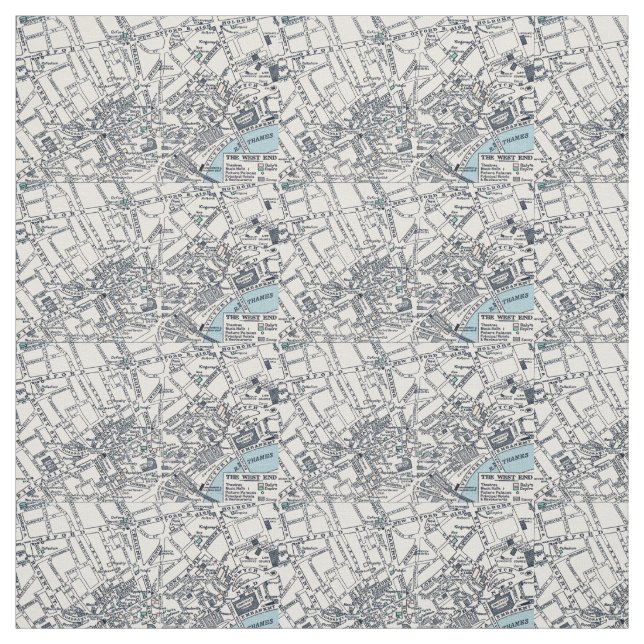 Tissu Antique West End Map Londres (Échantillon)