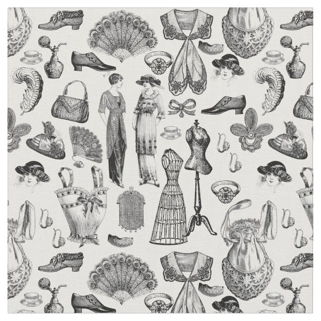Tissu antiquité edwardienne mode vintage dames blanc (Fermer)