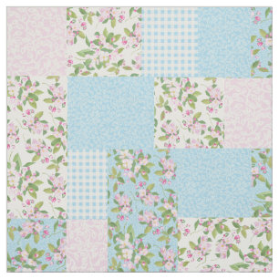Tissu Apple rose fleurissent floral et vérifient le