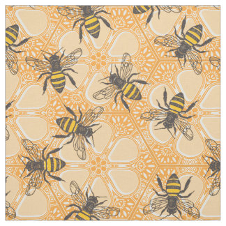 Tissu apricot fleuri de la ruche miel orange