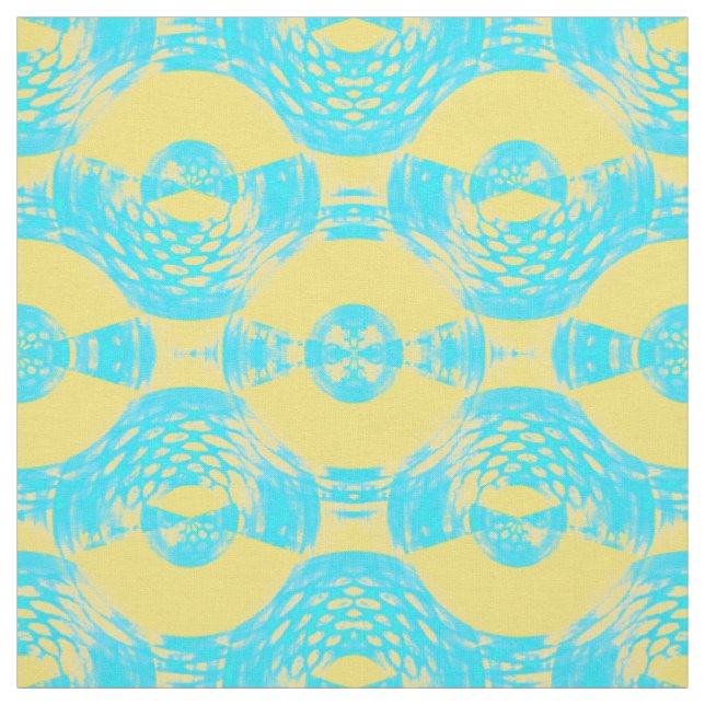 Tissu Aqua Abstrait et Jaune (Échantillon)