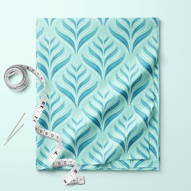 Tissu Aqua Blue Algues et Perles (Créateur téléchargé)