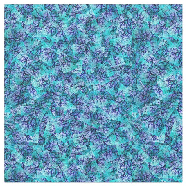 Tissu Aqua Blue Jacaranda Tree Abstract Design, (Fermer)