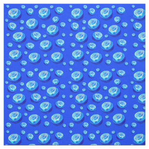 Tissu Aqua Blue Lawn Bowls Huile Paint Motif,