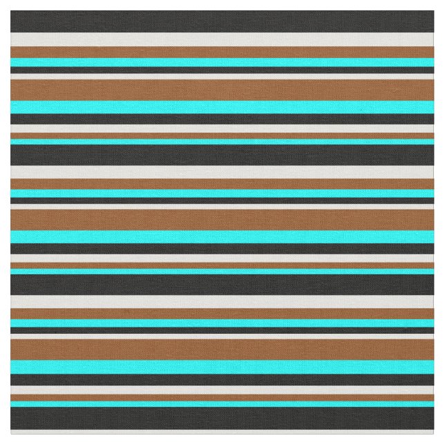 Tissu Aqua, Brown, Cyan clair et Motif noir (Fermer)
