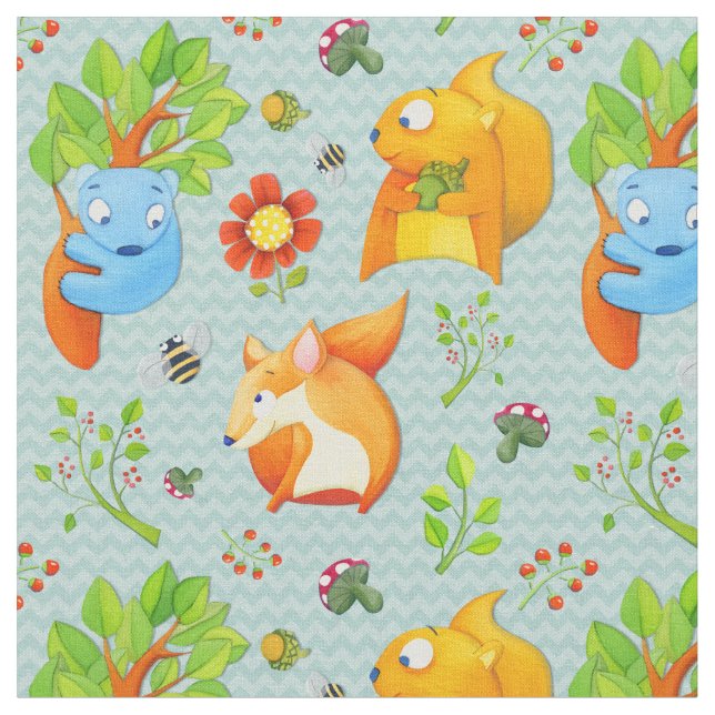 Tissu aqua de Woodland Fun (Fermer)