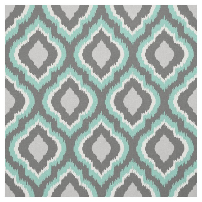 Tissu Aqua et Grey Ikat marocain (Échantillon)