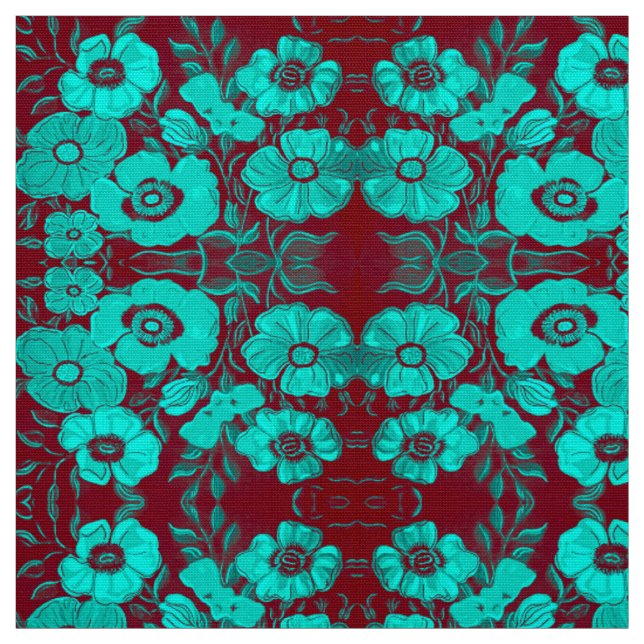 Tissu Aqua et Red Fall Fabric (Échantillon)